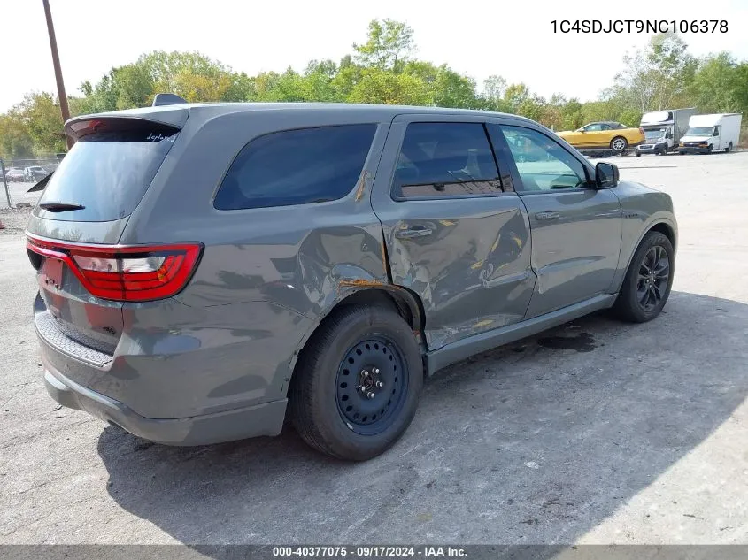 1C4SDJCT9NC106378 2022 Dodge Durango R/T Plus Awd