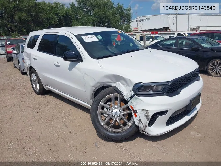 2024 Dodge Durango Gt Awd VIN: 1C4RDJDG5RC143840 Lot: 40352484