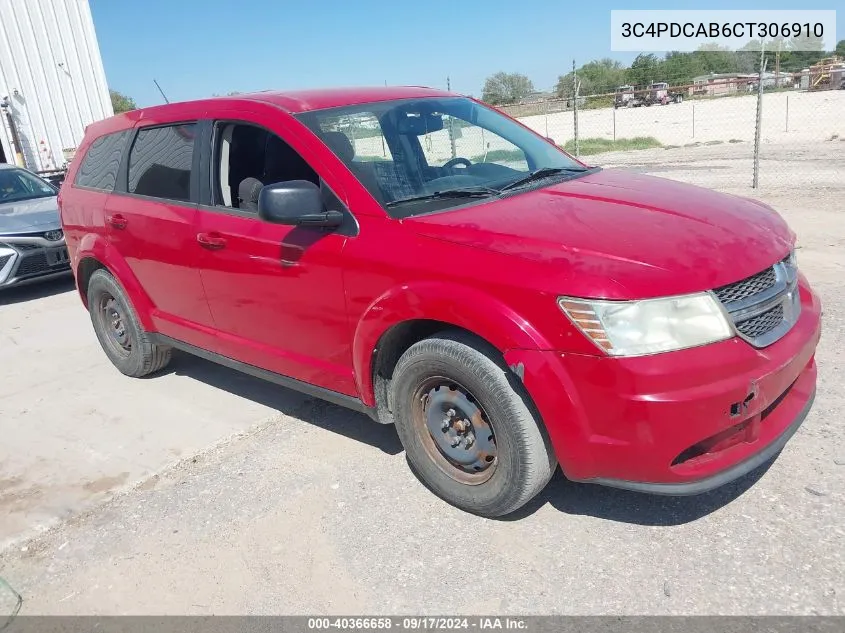 2012 Dodge Journey Se/Avp VIN: 3C4PDCAB6CT306910 Lot: 40366658