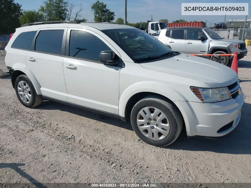 2017 Dodge Journey Se VIN: 3C4PDCAB4HT609403 Lot: 40353833