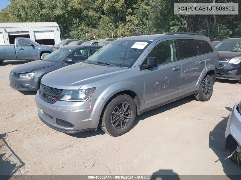 2018 Dodge Journey Se VIN: 3C4PDCAB1JT508602 Lot: 40352444