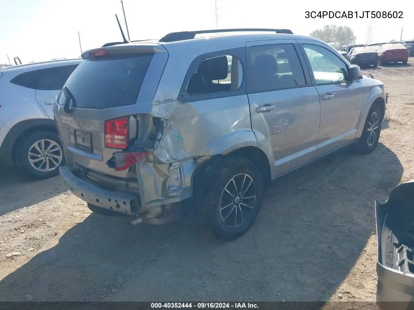 2018 Dodge Journey Se VIN: 3C4PDCAB1JT508602 Lot: 40352444