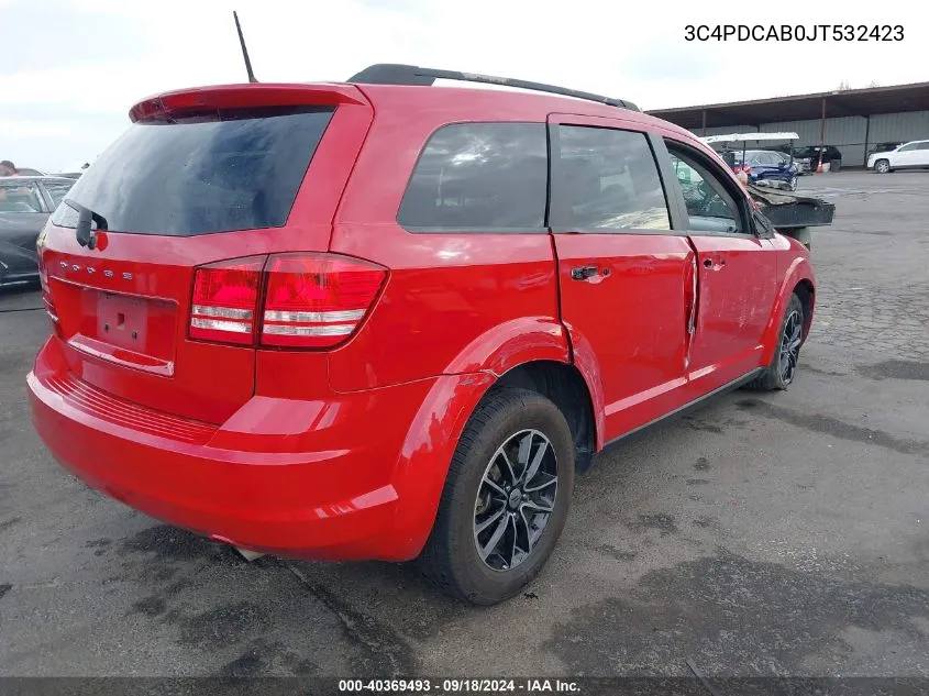 2018 Dodge Journey Se VIN: 3C4PDCAB0JT532423 Lot: 40369493