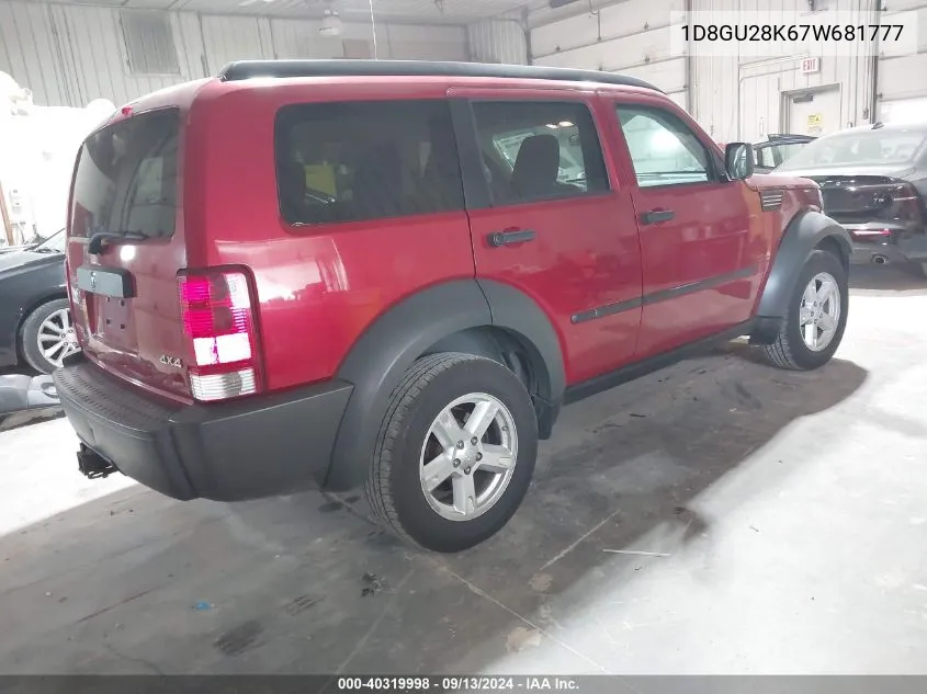 1D8GU28K67W681777 2007 Dodge Nitro Sxt