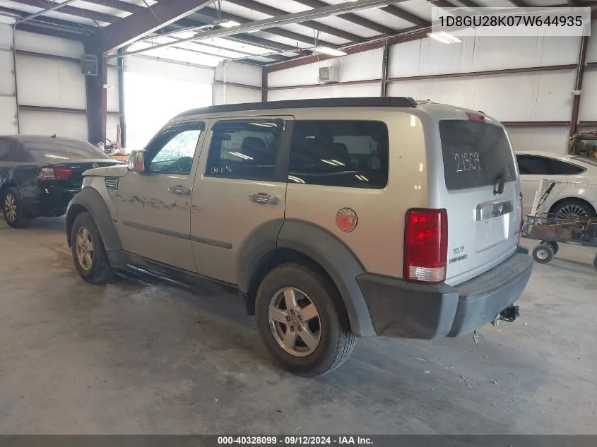 2007 Dodge Nitro Sxt VIN: 1D8GU28K07W644935 Lot: 40328099