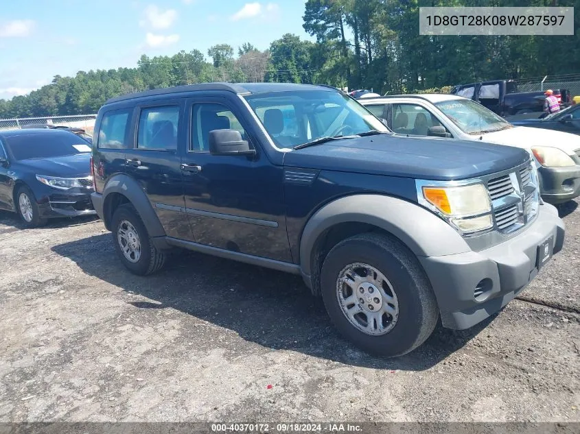 2008 Dodge Nitro Sxt VIN: 1D8GT28K08W287597 Lot: 40370172