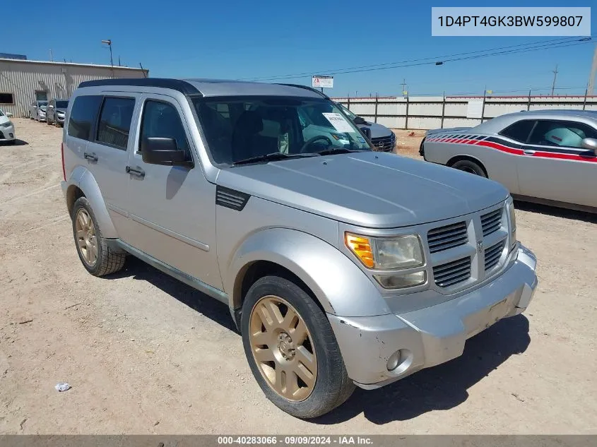 2011 Dodge Nitro Heat VIN: 1D4PT4GK3BW599807 Lot: 40283066