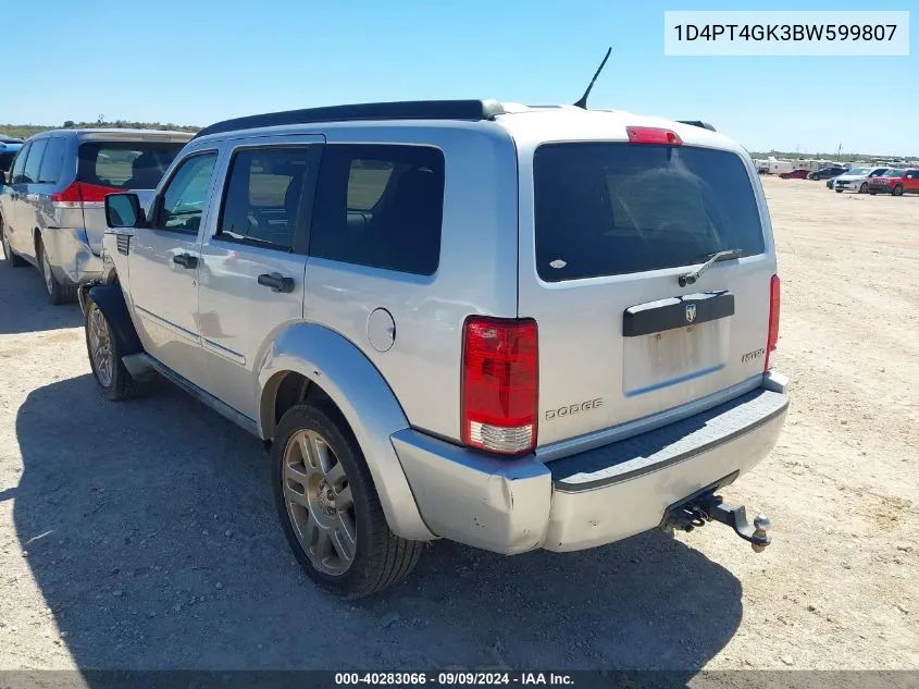 2011 Dodge Nitro Heat VIN: 1D4PT4GK3BW599807 Lot: 40283066