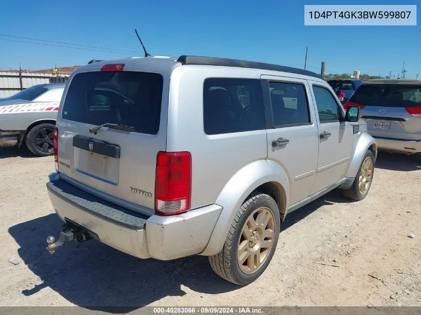 2011 Dodge Nitro Heat VIN: 1D4PT4GK3BW599807 Lot: 40283066