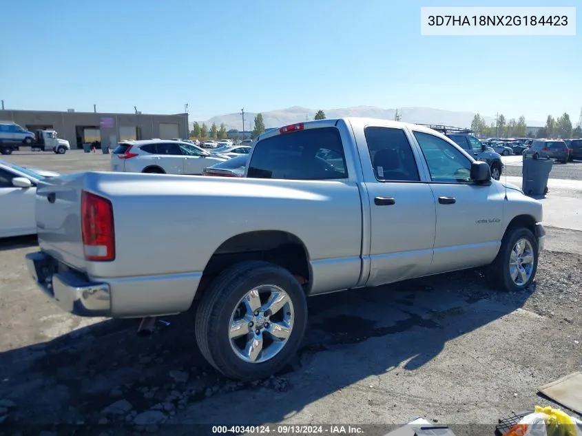 2002 Dodge Ram 1500 St VIN: 3D7HA18NX2G184423 Lot: 40340124