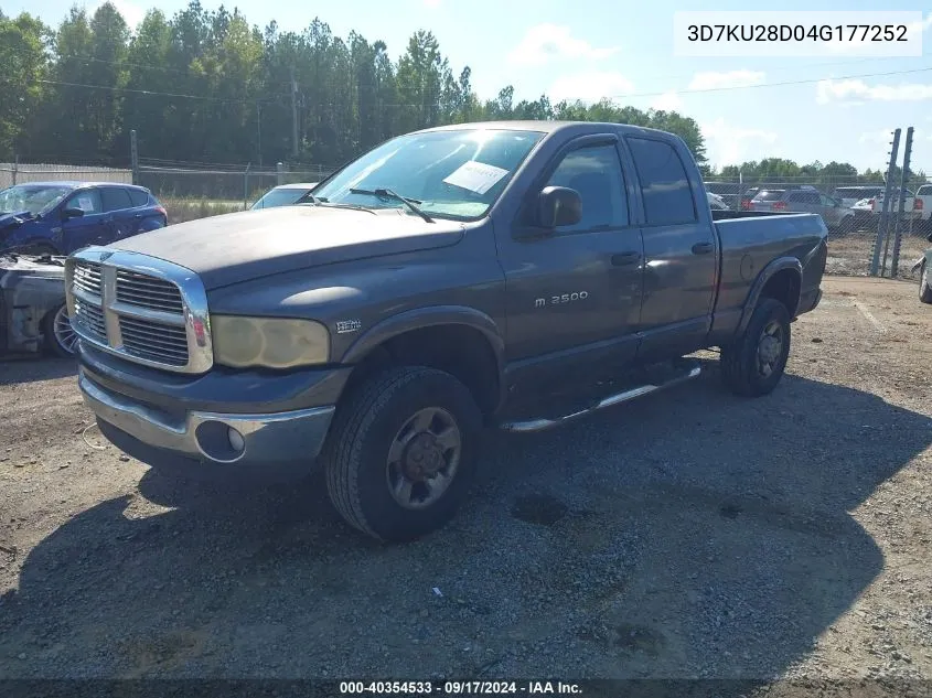 2004 Dodge Ram 2500 Slt/Laramie/St VIN: 3D7KU28D04G177252 Lot: 40354533