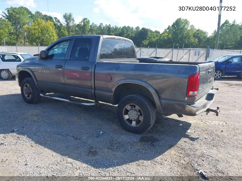 2004 Dodge Ram 2500 Slt/Laramie/St VIN: 3D7KU28D04G177252 Lot: 40354533