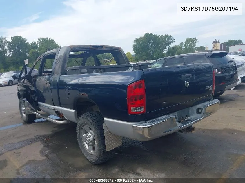 2006 Dodge Ram 1500 VIN: 3D7KS19D76G209194 Lot: 40368872