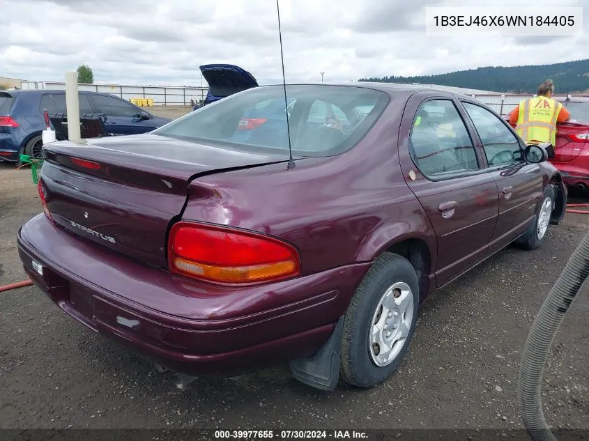 1998 Dodge Stratus VIN: 1B3EJ46X6WN184405 Lot: 39977655