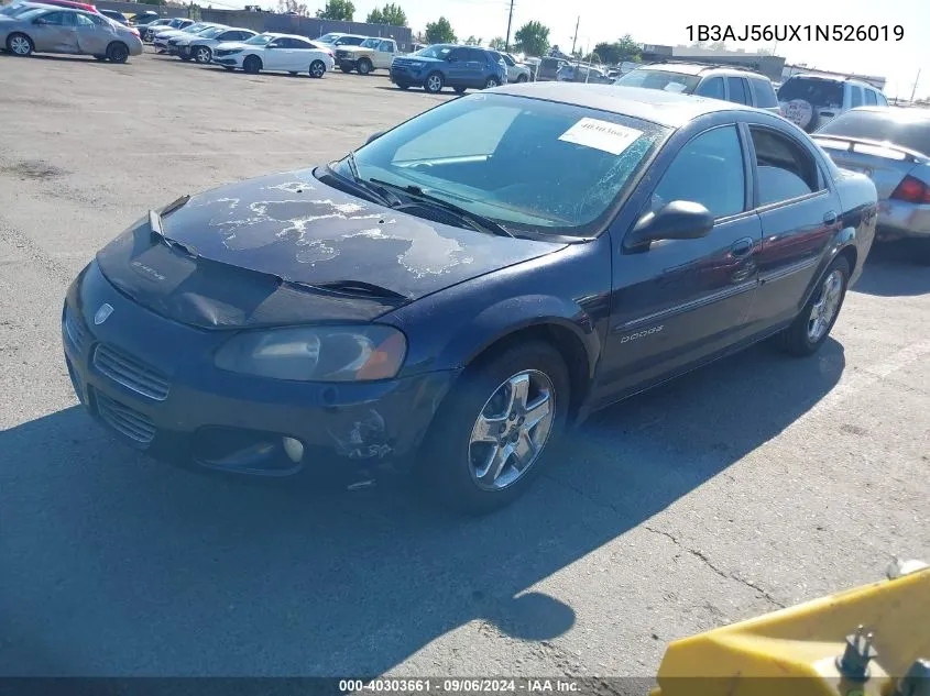 2001 Dodge Stratus Es VIN: 1B3AJ56UX1N526019 Lot: 40303661