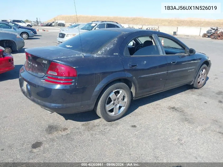 2001 Dodge Stratus Es VIN: 1B3AJ56UX1N526019 Lot: 40303661