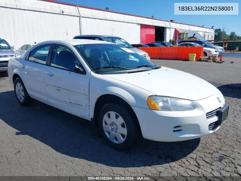 2002 Dodge Stratus Se VIN: 1B3EL36R22N258001 Lot: 40185384