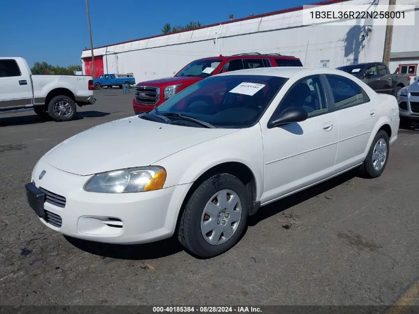 2002 Dodge Stratus Se VIN: 1B3EL36R22N258001 Lot: 40185384