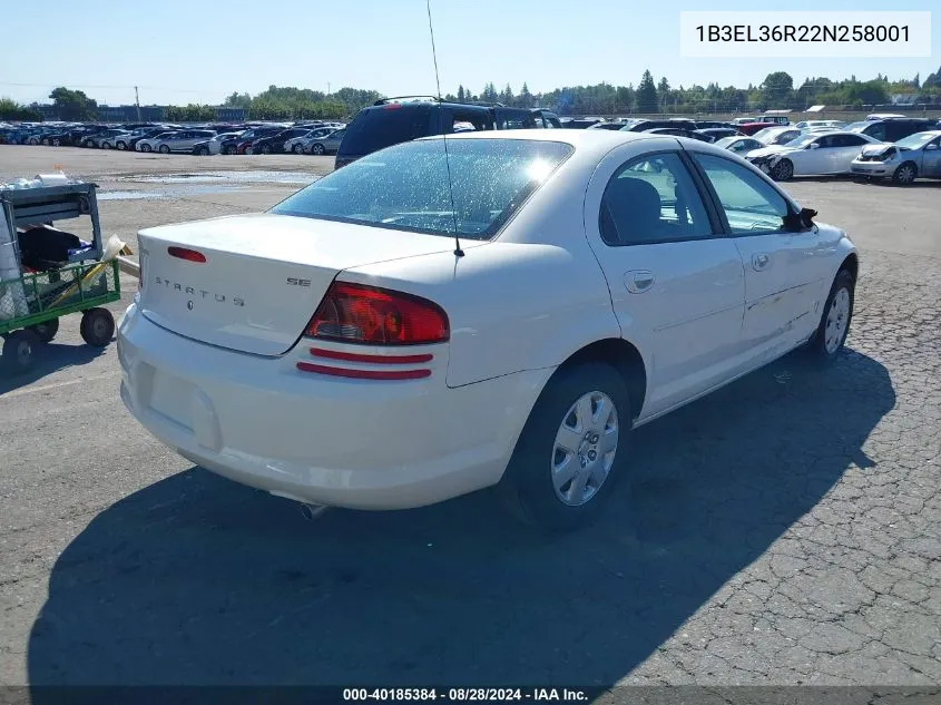 2002 Dodge Stratus Se VIN: 1B3EL36R22N258001 Lot: 40185384