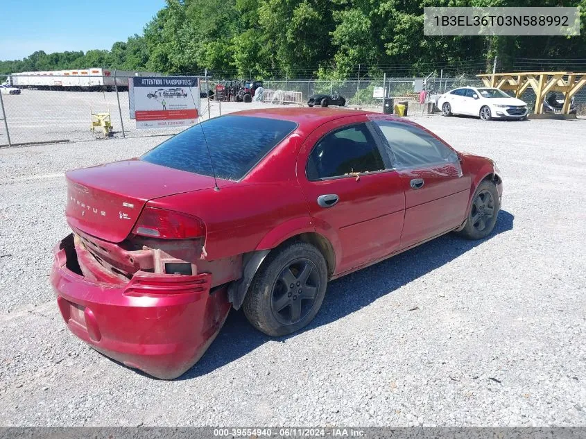 2003 Dodge Stratus Se VIN: 1B3EL36T03N588992 Lot: 39554940