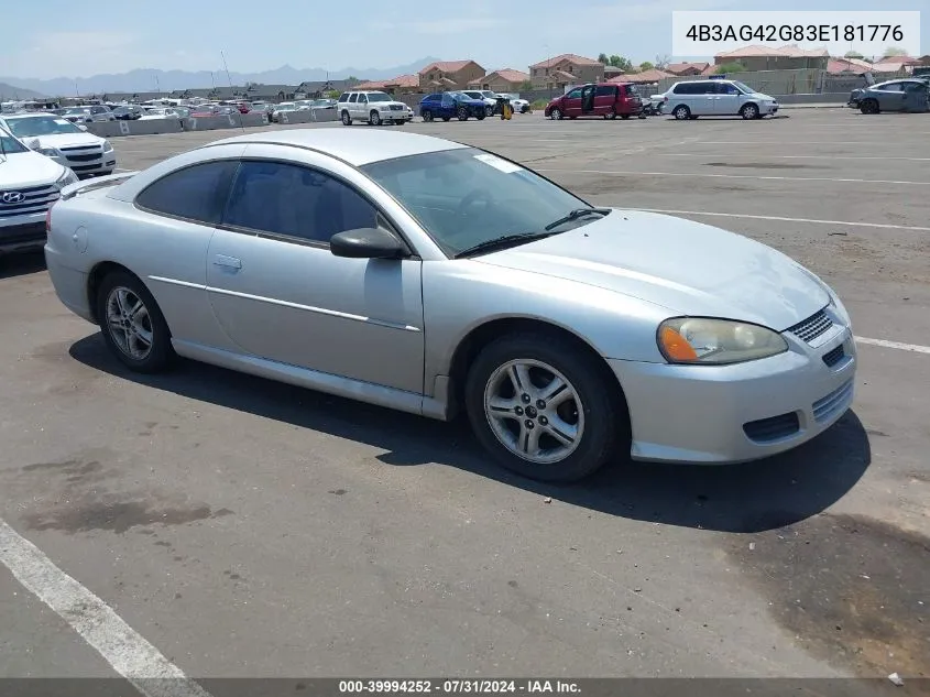 2003 Dodge Stratus Se VIN: 4B3AG42G83E181776 Lot: 39994252