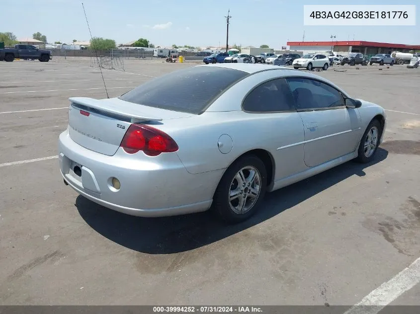 2003 Dodge Stratus Se VIN: 4B3AG42G83E181776 Lot: 39994252