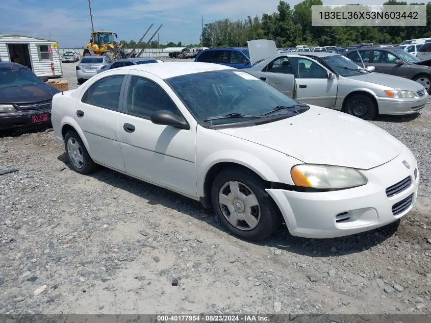 2003 Dodge Stratus Se VIN: 1B3EL36X53N603442 Lot: 40177954