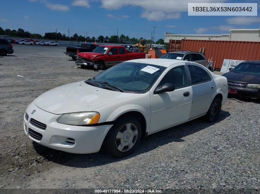 2003 Dodge Stratus Se VIN: 1B3EL36X53N603442 Lot: 40177954