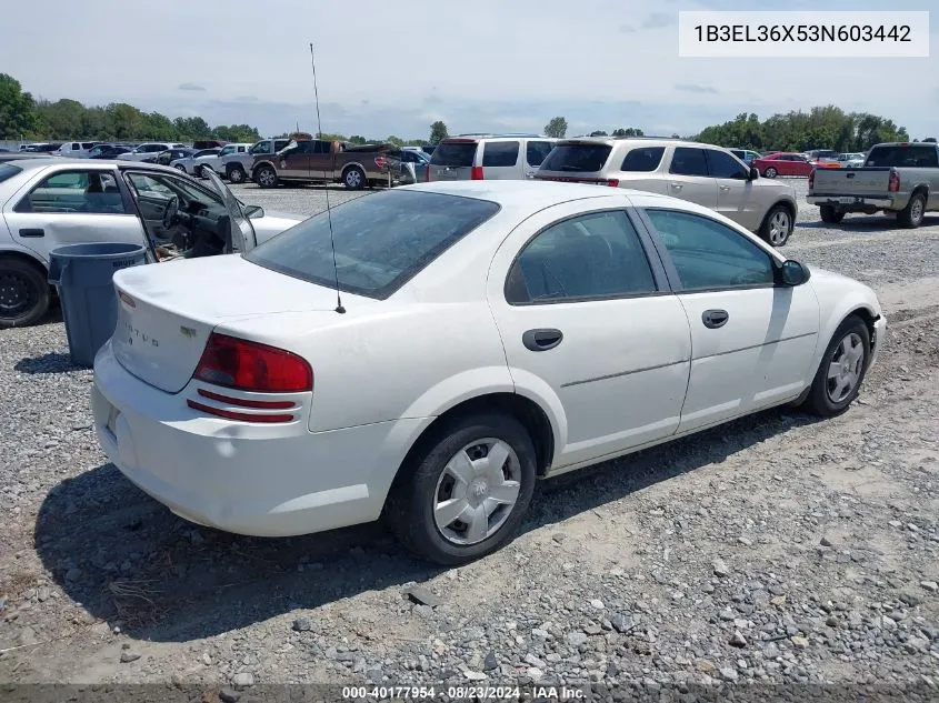 2003 Dodge Stratus Se VIN: 1B3EL36X53N603442 Lot: 40177954