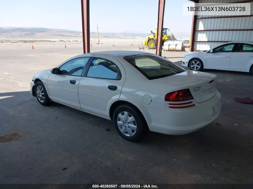 2003 Dodge Stratus Se VIN: 1B3EL36X13N603728 Lot: 40260507