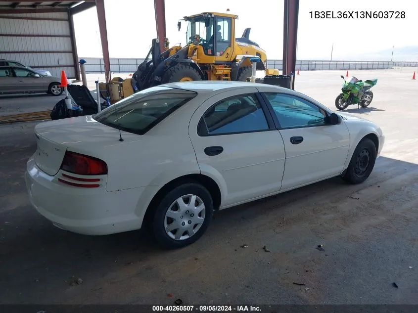 2003 Dodge Stratus Se VIN: 1B3EL36X13N603728 Lot: 40260507