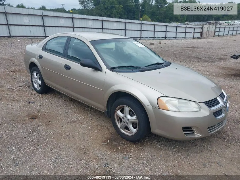 2004 Dodge Stratus Se VIN: 1B3EL36X24N419027 Lot: 40219139