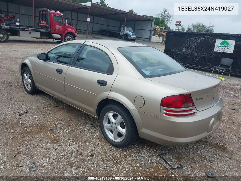 2004 Dodge Stratus Se VIN: 1B3EL36X24N419027 Lot: 40219139