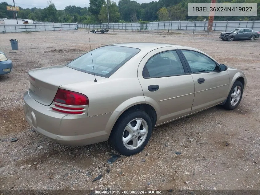 2004 Dodge Stratus Se VIN: 1B3EL36X24N419027 Lot: 40219139