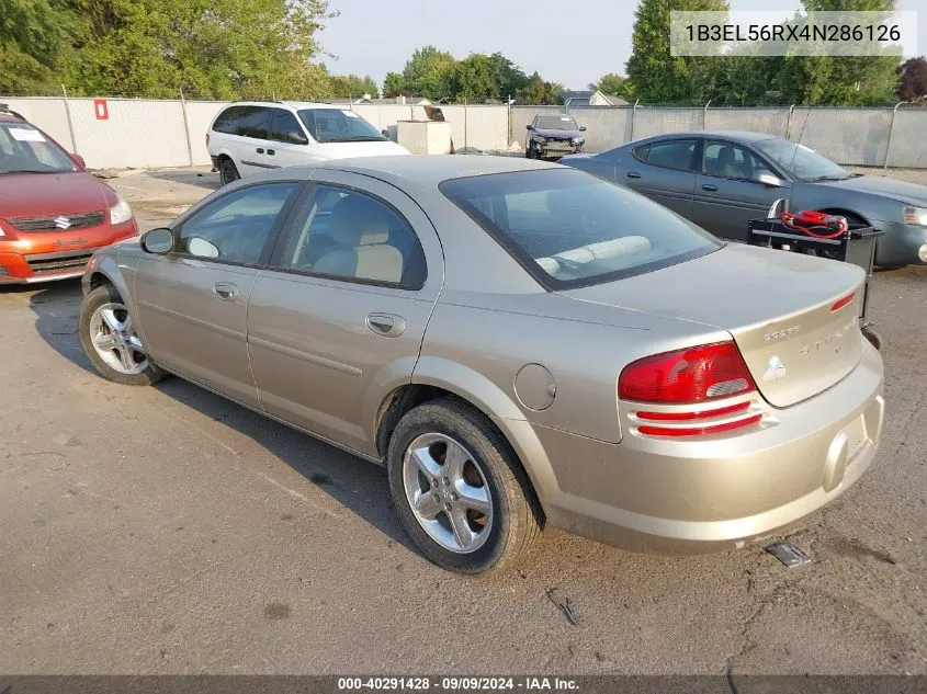 2004 Dodge Stratus Es VIN: 1B3EL56RX4N286126 Lot: 40291428