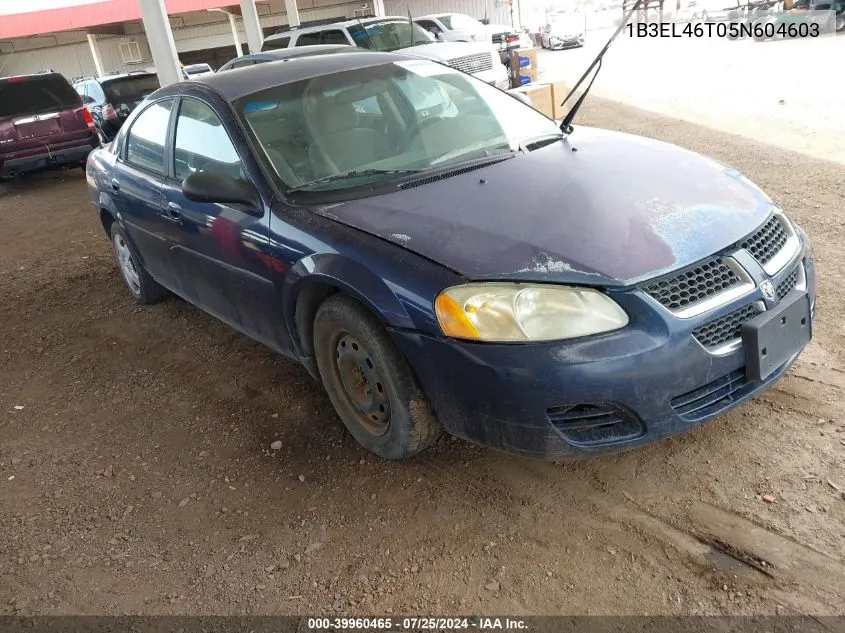 2005 Dodge Stratus Sxt VIN: 1B3EL46T05N604603 Lot: 39960465