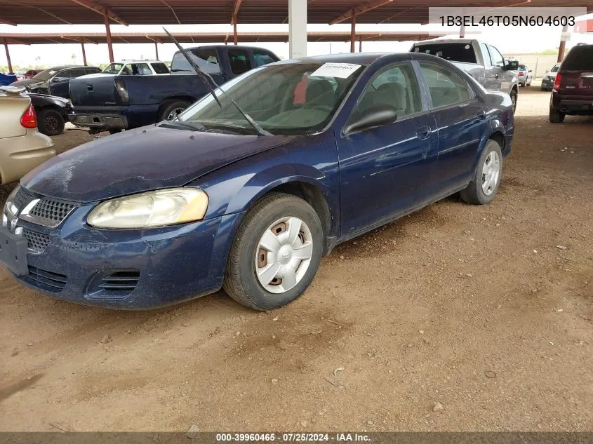 2005 Dodge Stratus Sxt VIN: 1B3EL46T05N604603 Lot: 39960465