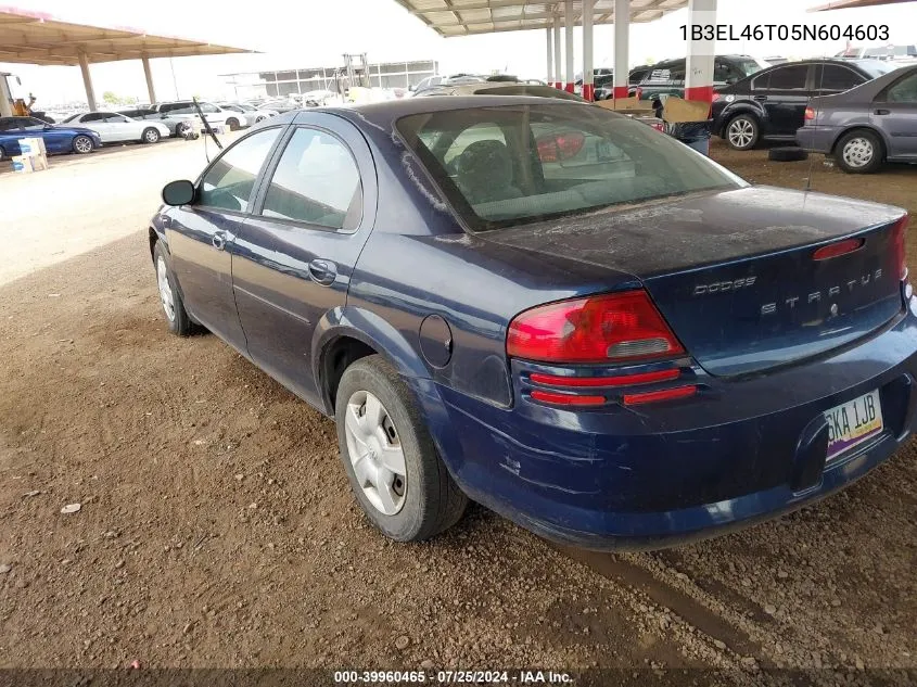 2005 Dodge Stratus Sxt VIN: 1B3EL46T05N604603 Lot: 39960465