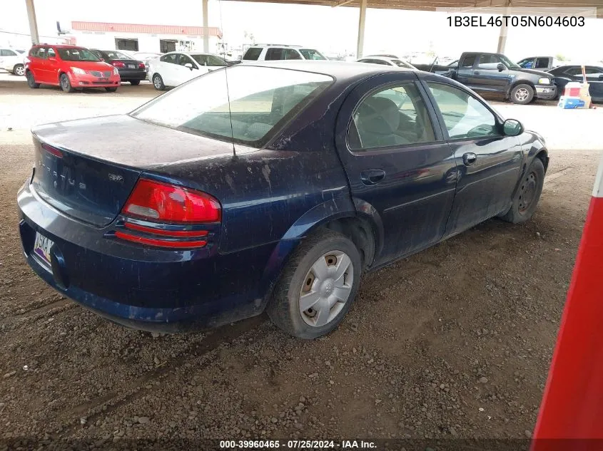 2005 Dodge Stratus Sxt VIN: 1B3EL46T05N604603 Lot: 39960465