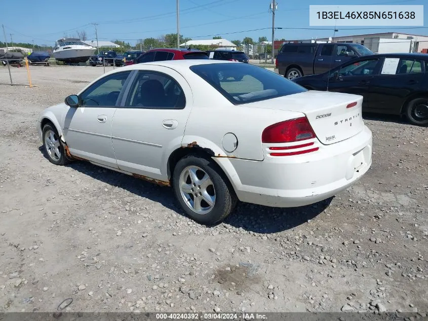 2005 Dodge Stratus Sxt VIN: 1B3EL46X85N651638 Lot: 40240392