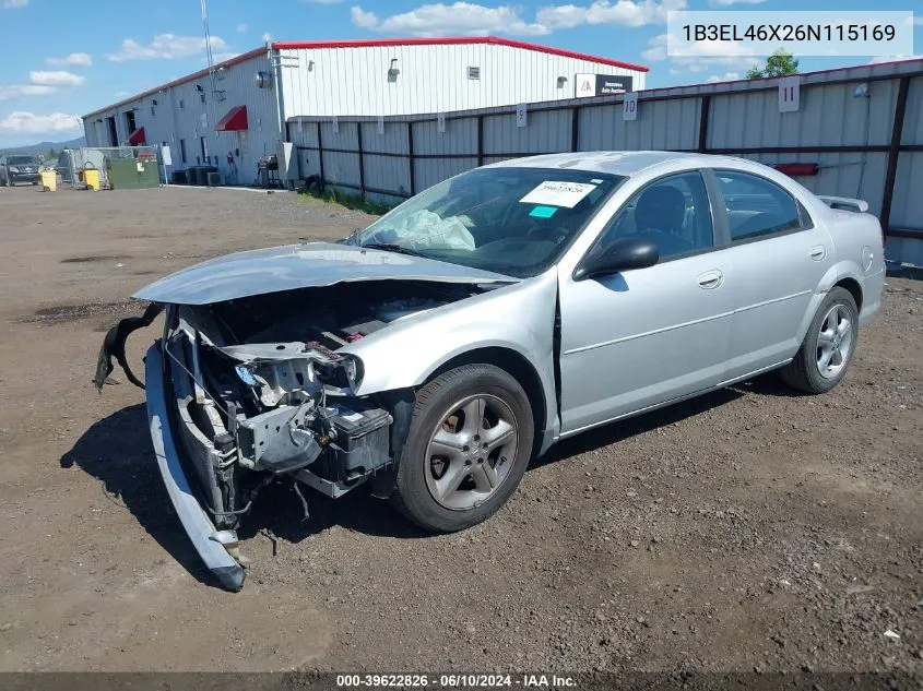 2006 Dodge Stratus Sxt VIN: 1B3EL46X26N115169 Lot: 39622826