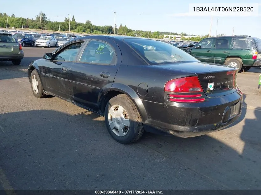 2006 Dodge Stratus Sxt VIN: 1B3AL46T06N228520 Lot: 39868419