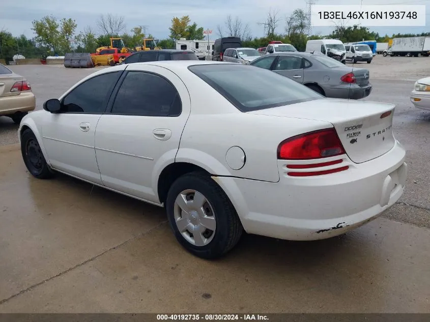 1B3EL46X16N193748 2006 Dodge Stratus Sxt