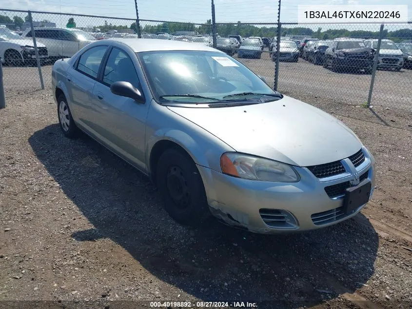 2006 Dodge Stratus Sxt VIN: 1B3AL46TX6N220246 Lot: 40198892