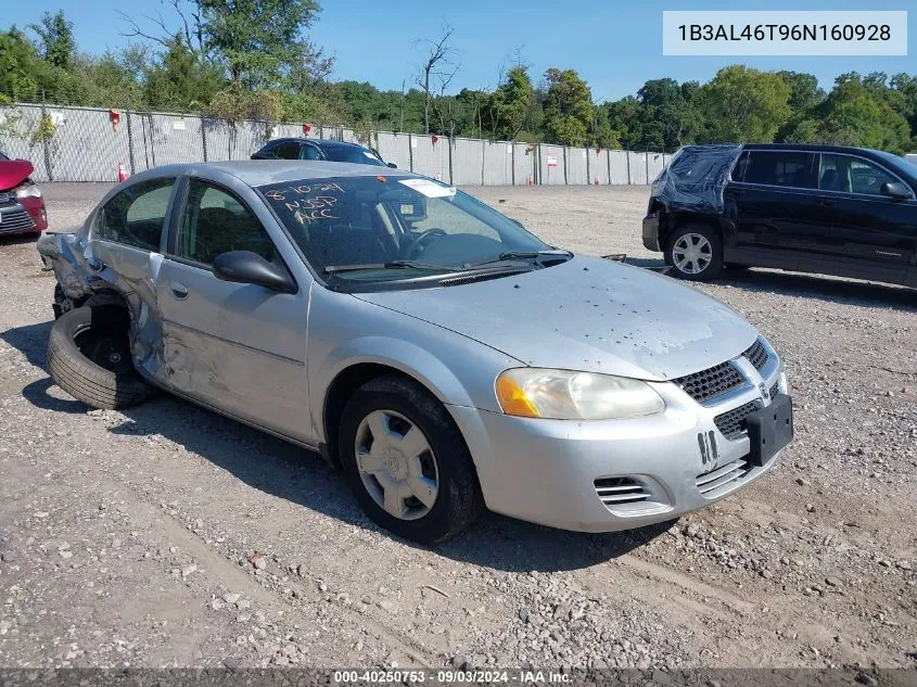 2006 Dodge Stratus Sxt VIN: 1B3AL46T96N160928 Lot: 40250753