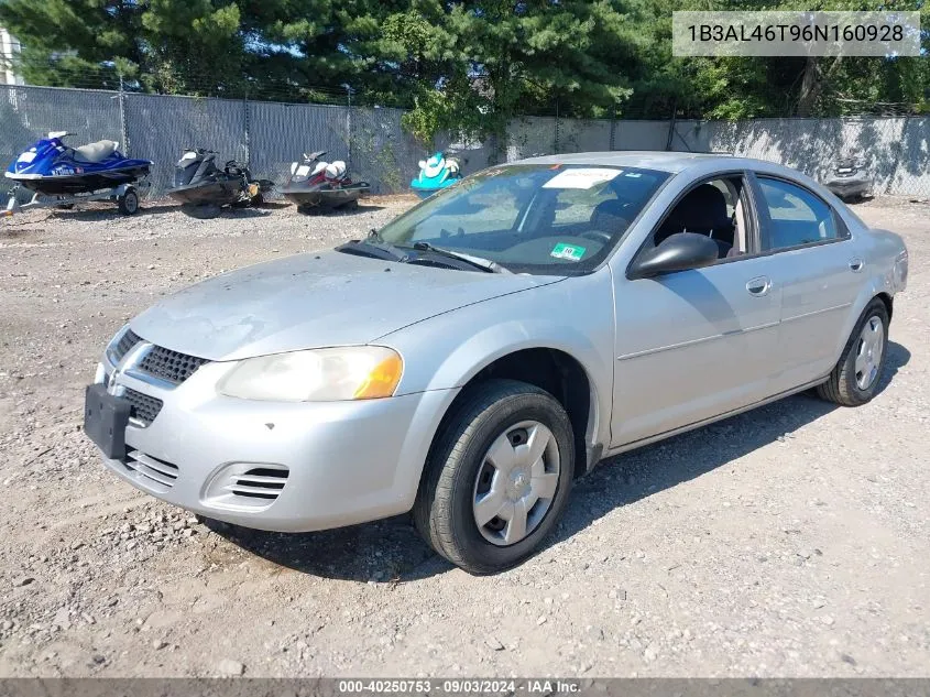 2006 Dodge Stratus Sxt VIN: 1B3AL46T96N160928 Lot: 40250753