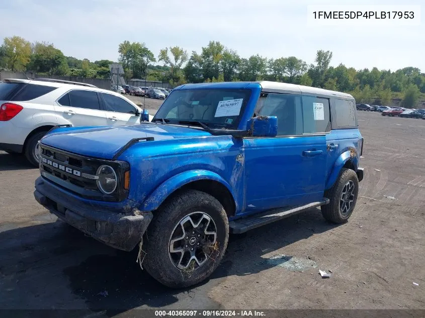 2023 Ford Bronco Outer Banks VIN: 1FMEE5DP4PLB17953 Lot: 40365097