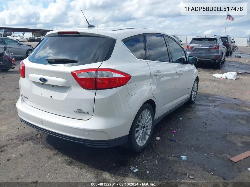 2014 Ford C-Max Hybrid Sel VIN: 1FADP5BU9EL517478 Lot: 40322731