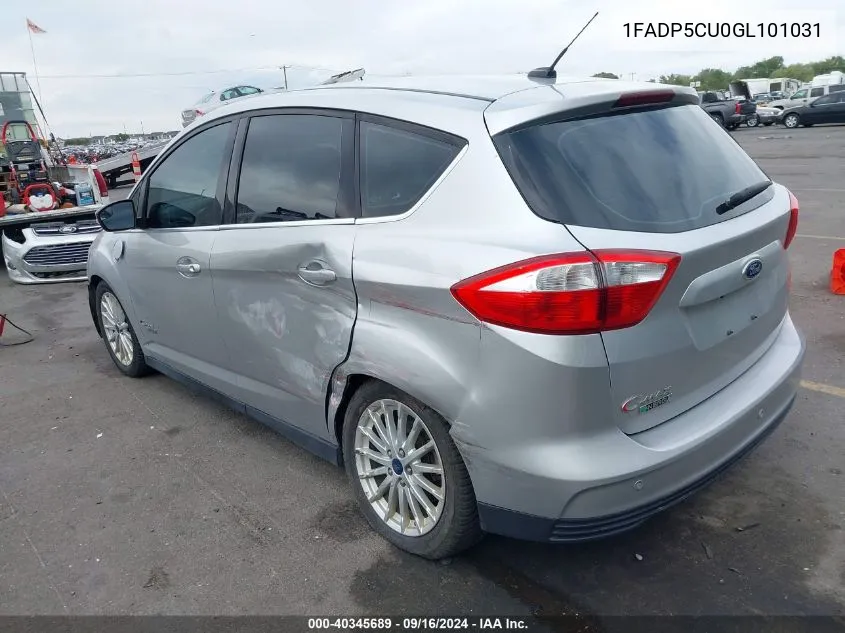 2016 Ford C-Max Energi Sel VIN: 1FADP5CU0GL101031 Lot: 40345689