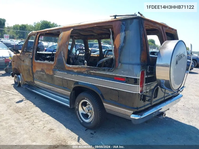 1987 Ford Econoline E150 Van VIN: 1FDEE14H3HHB71122 Lot: 40246587